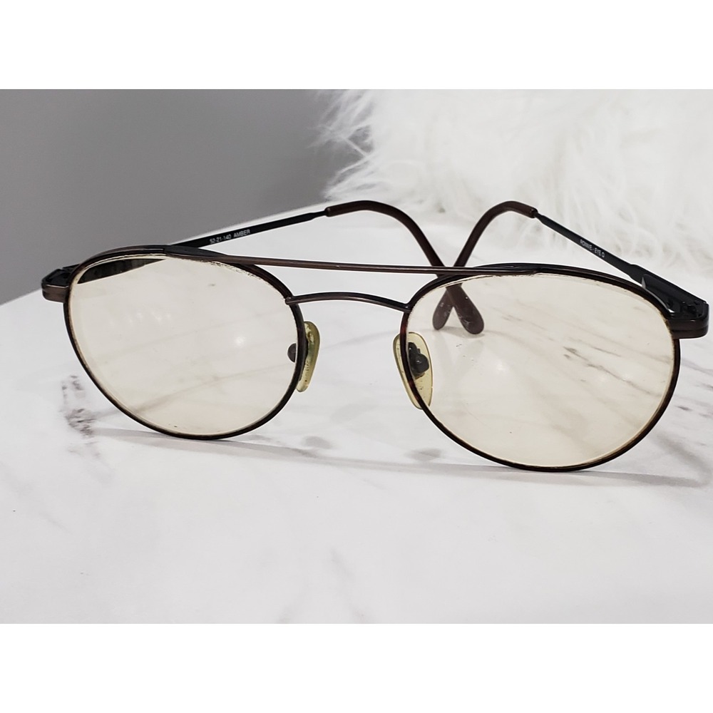 FRAMES Ronnie Eye Q AMBER Tortoise Double Bridge Aviator Eyeglasses 52-21-140